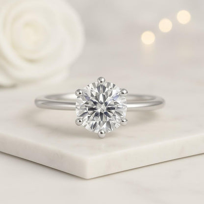 6 Prong Solitaire Labgrown Diamond Ring Gold Promise Ring