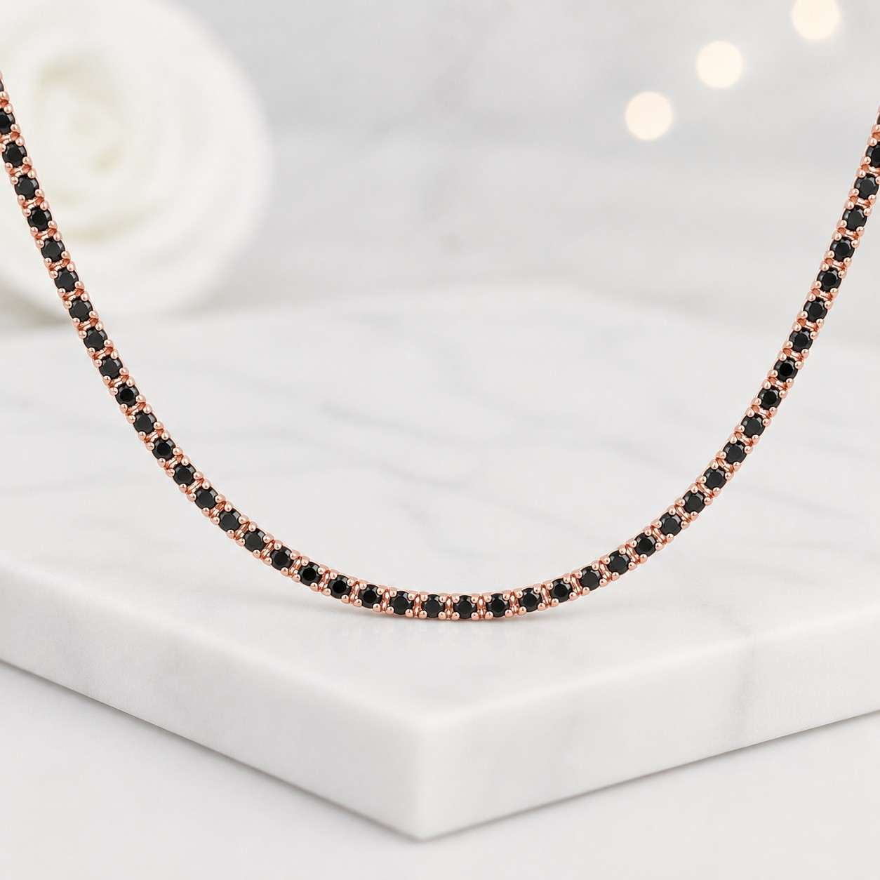 8ct lab created diamond necklace, men's black diamond tennis necklace, 14k black gold plating 925 silver, men's chain, gift for him
