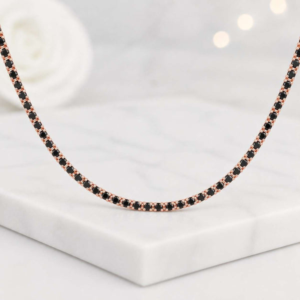 8Ct Lab Created Diamond Necklace, Men's Black Diamond Tennis Necklace, 14k Black Gold Plating 925 Silver, Men's Chain, Gift for Him
