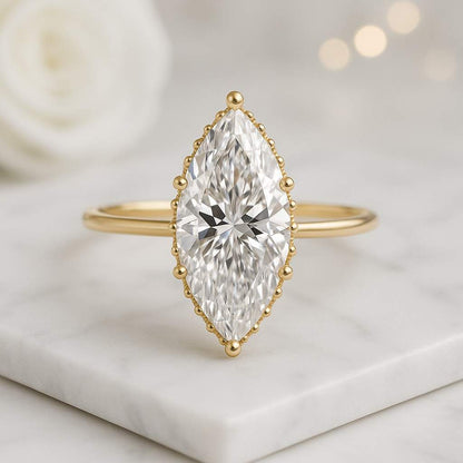 925 Sterling Silver Bride Ring Set Marquise Cut Lab Diamond Engagement Ring Solitaire Ring With Full Eternity Stackable Wedding Band