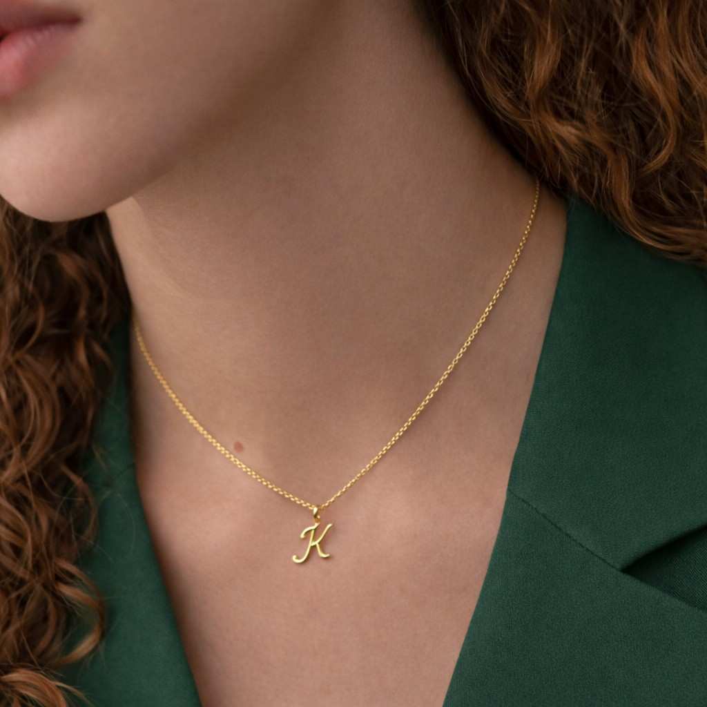 925 Sterling Silver Cursive Letter Necklace