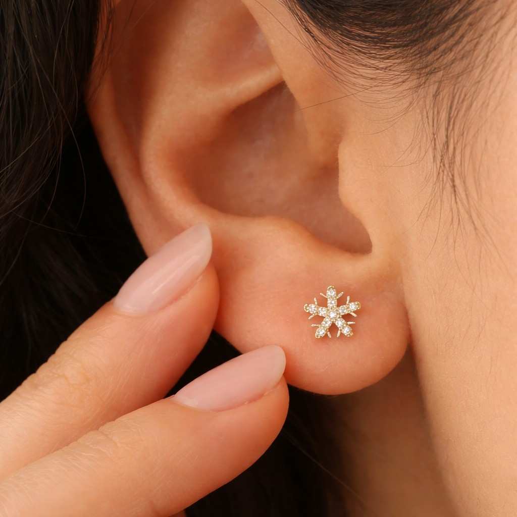 925 silver earrings sterling silver studs platinum earrings white metal studs silver snowflake studs sterling snowflake earrings