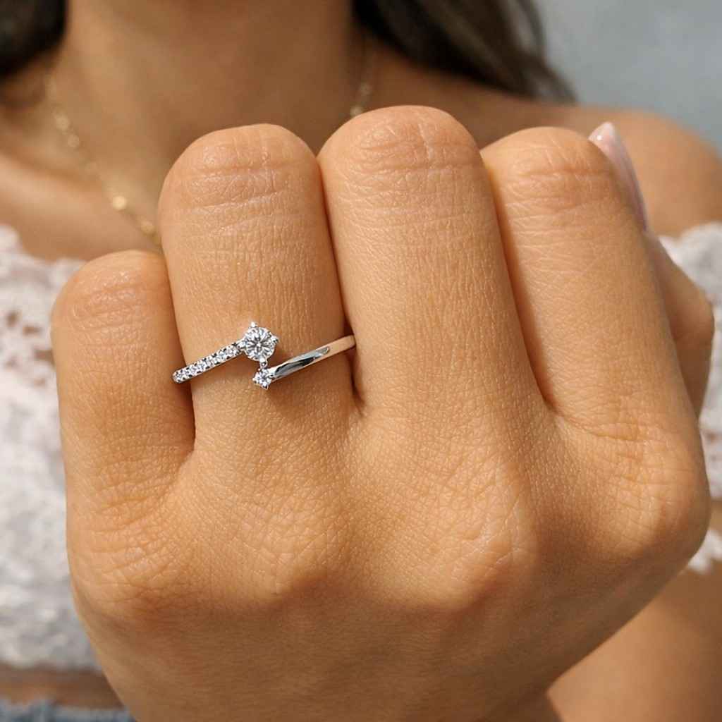 925 silver ring platinum ring sterling silver ring silver engagement ring silver bridal ring silver bypass ring