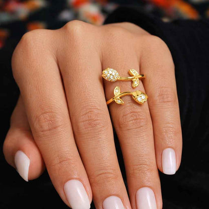 925 silver ring sterling silver ring platinum ring silver flower ring silver leaf ring silver tulip ring silver wrap ring silver open ring silver band ring silver women ring silver gift ring silver jewelry platinum flower ring