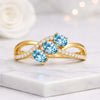 Oval Cut Aquamarine Three Stone Ring in 14K White Gold