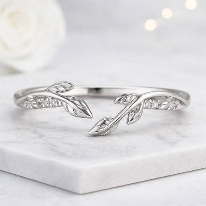 925 silver ring sterling silver ring platinum ring silver leaf ring silver vine ring silver branch ring