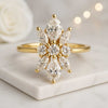 18K Solid Gold Minimalist Flower Cluster Diamond Ring