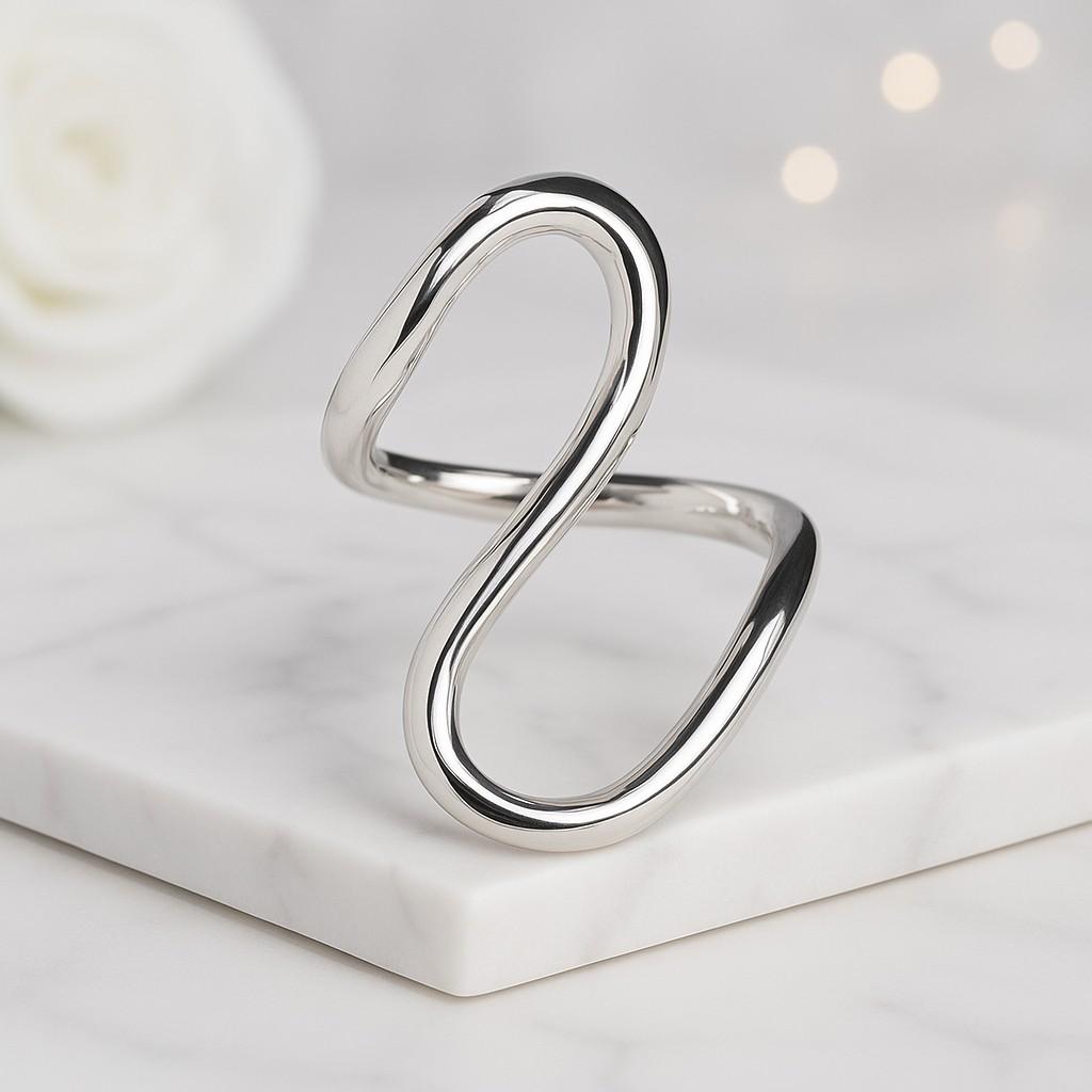 Anniversary Gift for Wife Chevron Ring Round Lab Grown Diamond Curved Ring