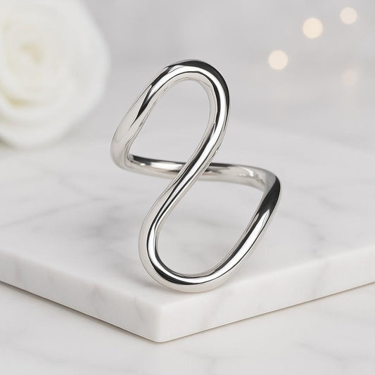 Anniversary Gift for Wife Chevron Ring Round Lab Grown Diamond Curved Ring