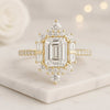 Emerald Cut Lab Diamond Pave Engagement Ring