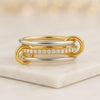 18K Solid Gold Multi Link Connected Ring