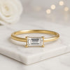 18K Baguette Cut Lab Grown Diamond Wedding Ring For Her