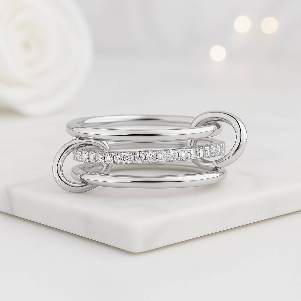 Baguette and Round Moissanite Garland Ring Stacking Wedding band Half Eternity Mixed Diamond Band 