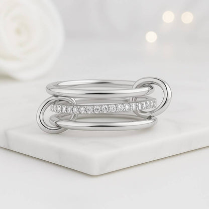 Baguette and Round Moissanite Garland Ring Stacking Wedding band Half Eternity Mixed Diamond Band 