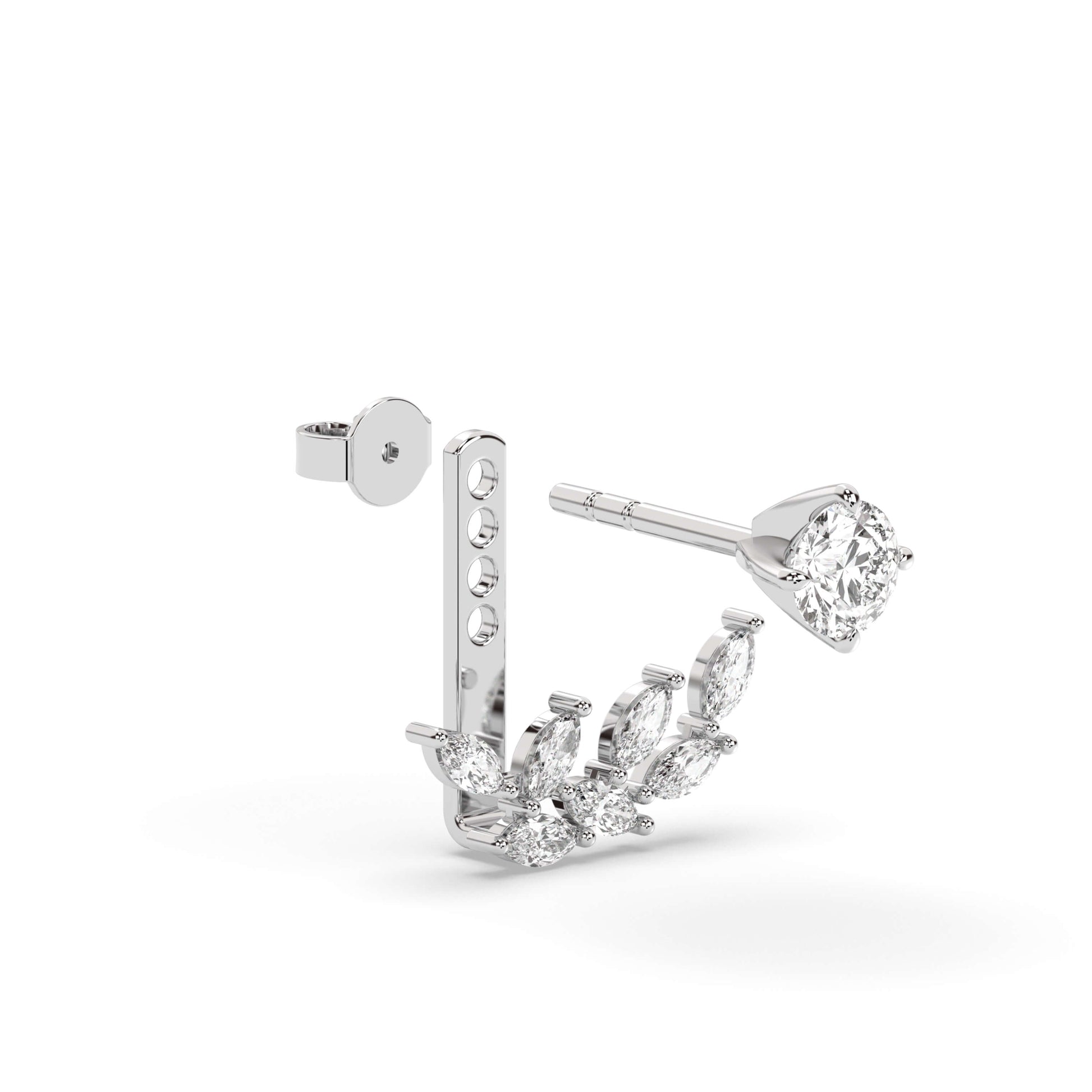 Best Gift Leaf Front Back Ear Jacket Earrings