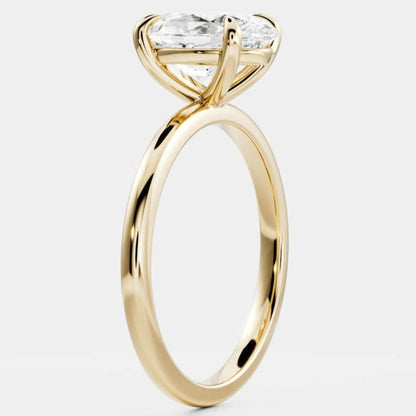 Bezel Diamond Wedding Ring, Solid Gold Dome Bridal Band Women