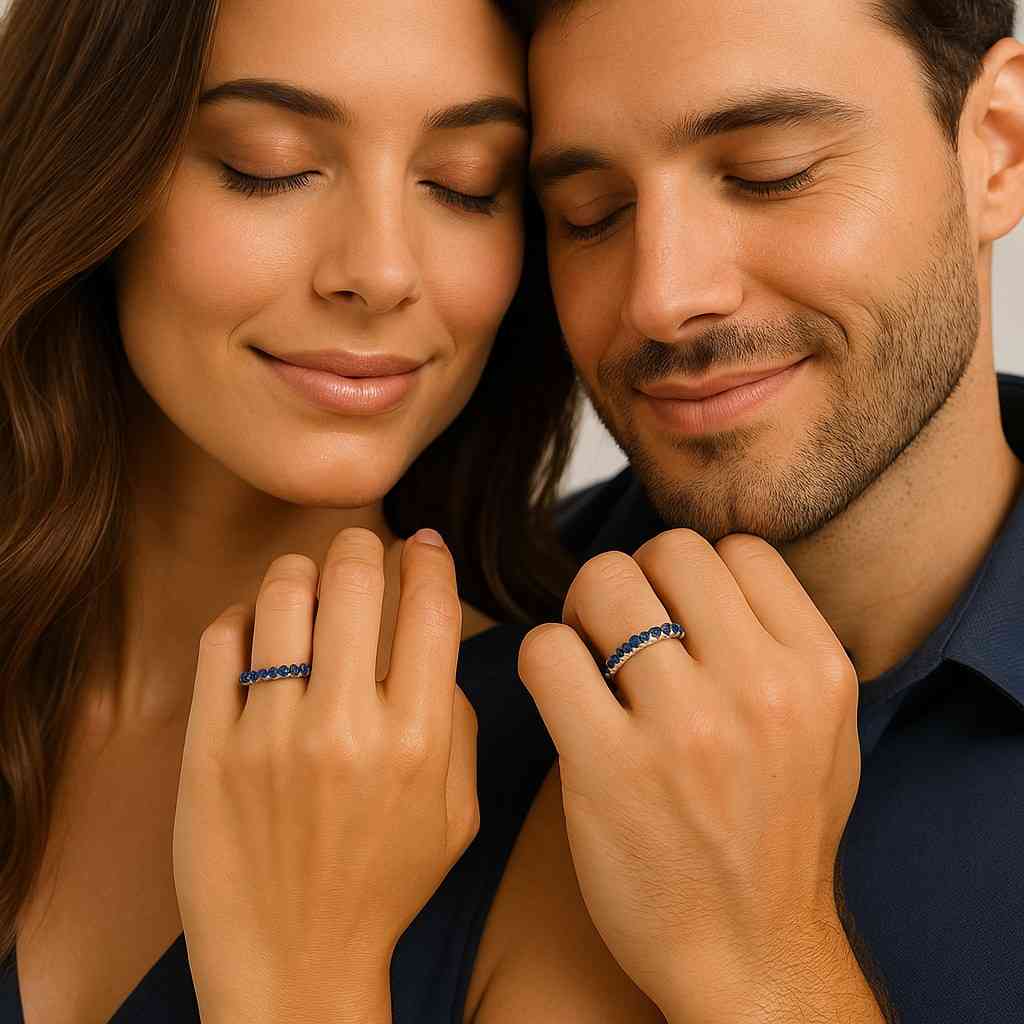 Bezel Set Wedding Band Colorless Round Brilliant Cut Moissanite Anniversary Band Matching Band For Engagement Ring 3/4 Eternity band in Gold
