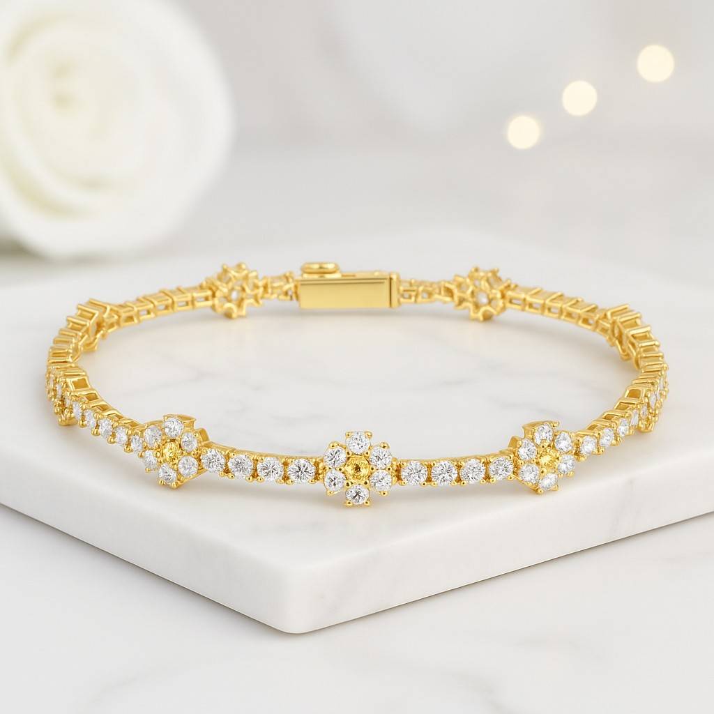 bezel and flowers lab diamonds bracelet gift for her christmas gift gift idea