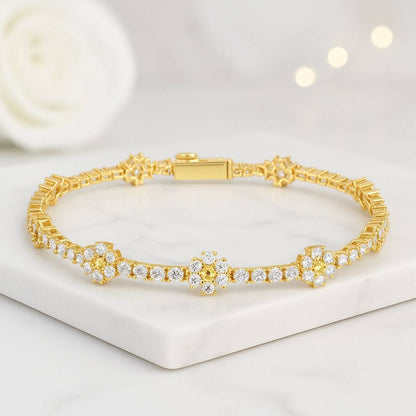 Bezel and Flowers Lab Diamonds Bracelet Gift for her Christmas Gift gift idea
