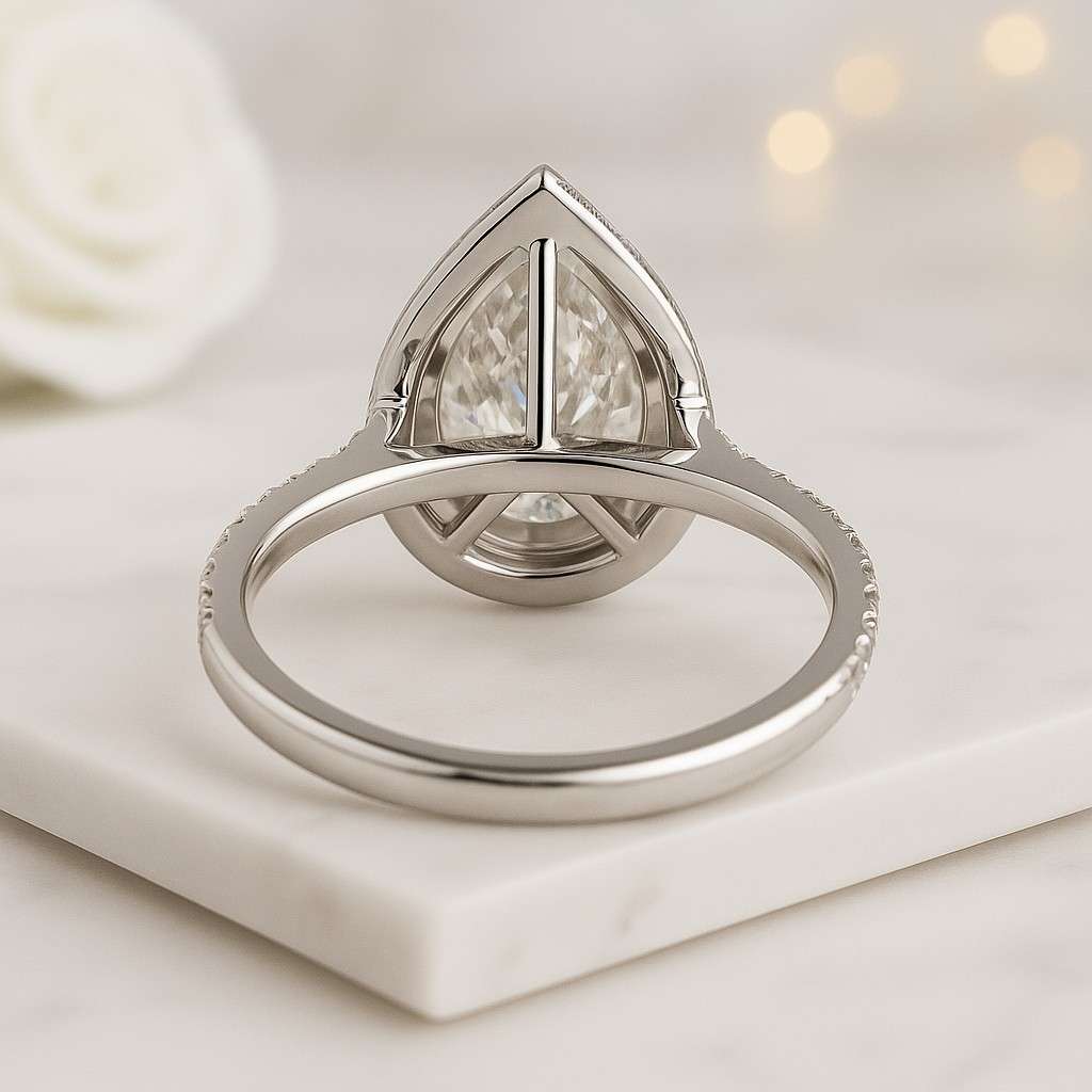 Birthstone Wedding Ring for Her Anniversary Gift Ring for Women Vintage Pear Cut Lab Grown Diamond Engagement Ring