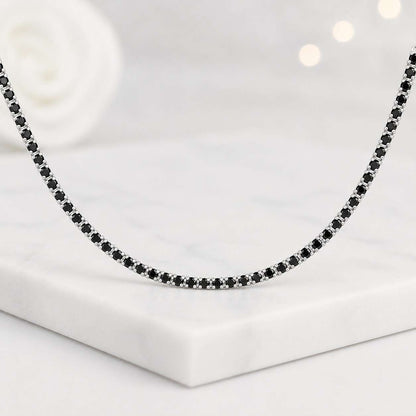Black Certified Mossanite Tennis Necklace: 14k Black Gold Plated, Hip Hop Mens Jewelry, Sterling Silver, 925 Silver Tennis Chain