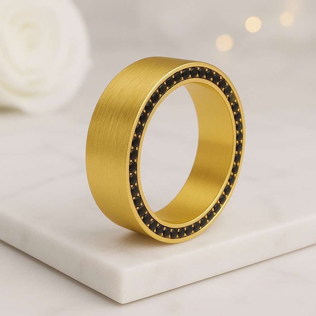 Black Diamond Two Side Pave Eternity Band for Her Diamond Wedding Band for Engagement Ring Round Diamond Stackable Band Anniversary Gifts