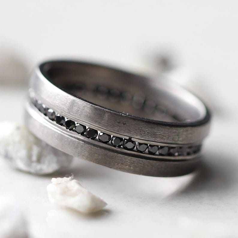 black gold black diamond full eternity mens band for mens