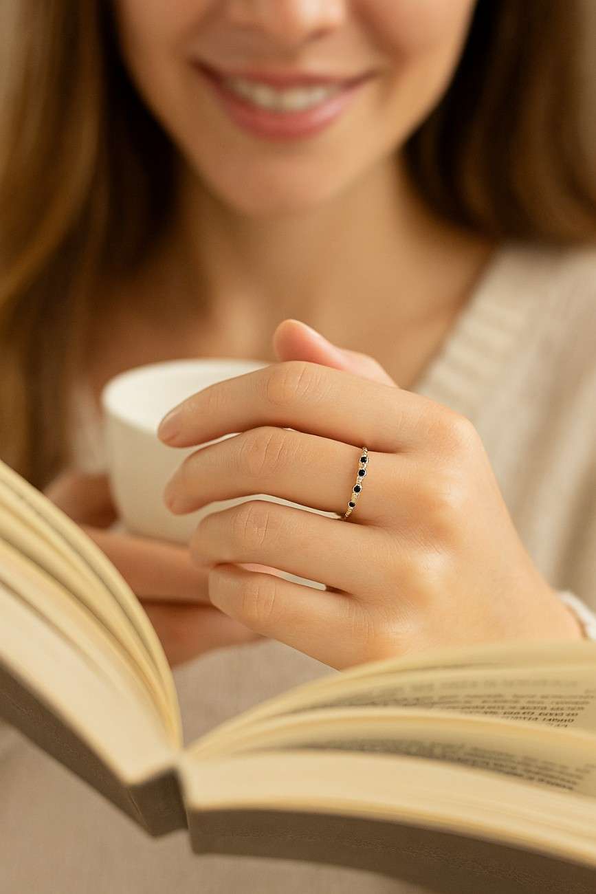 Black and White Diamond Half Eternity Ring