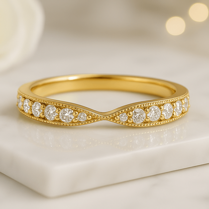 Bow Tie Shaped Diamond Wedding Band