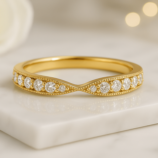 Bow Tie Shaped Diamond Wedding Band