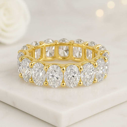Bridal Ring Stacking Band Gold Ring Oval Cut Lab Diamond Wedding Band