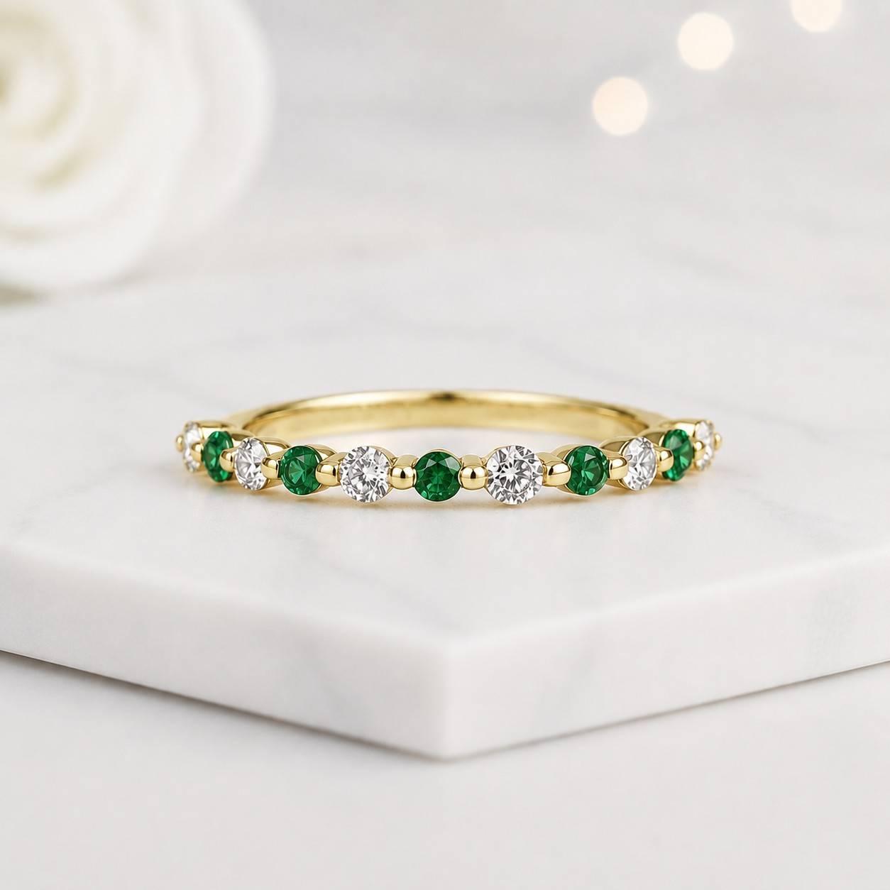 emerald ring gemstone ring eternity ring stacking ring band ring wedding band anniversary ring