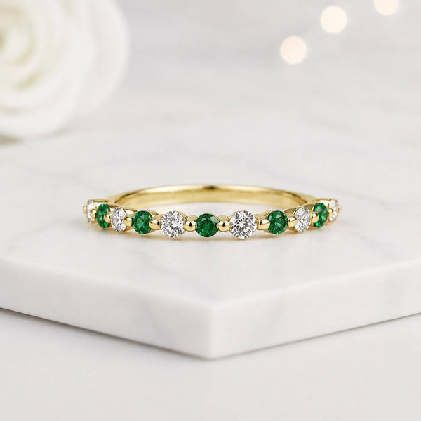 emerald ring gemstone ring eternity ring stacking ring band ring wedding band anniversary ring