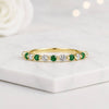 14K Yellow Gold Emerald Gemstone Half Eternity Wedding Band