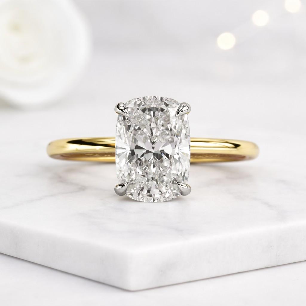 Classic 2 CT Elongated Cushion Cut Lab Grown Diamond Solitaire