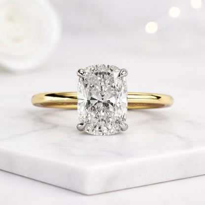 Classic 2 CT Elongated Cushion Cut Lab Grown Diamond Solitaire