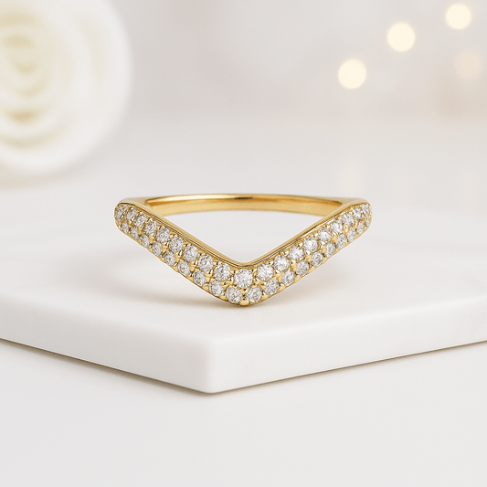 Classic Pave Diamond Curved Wedding Band