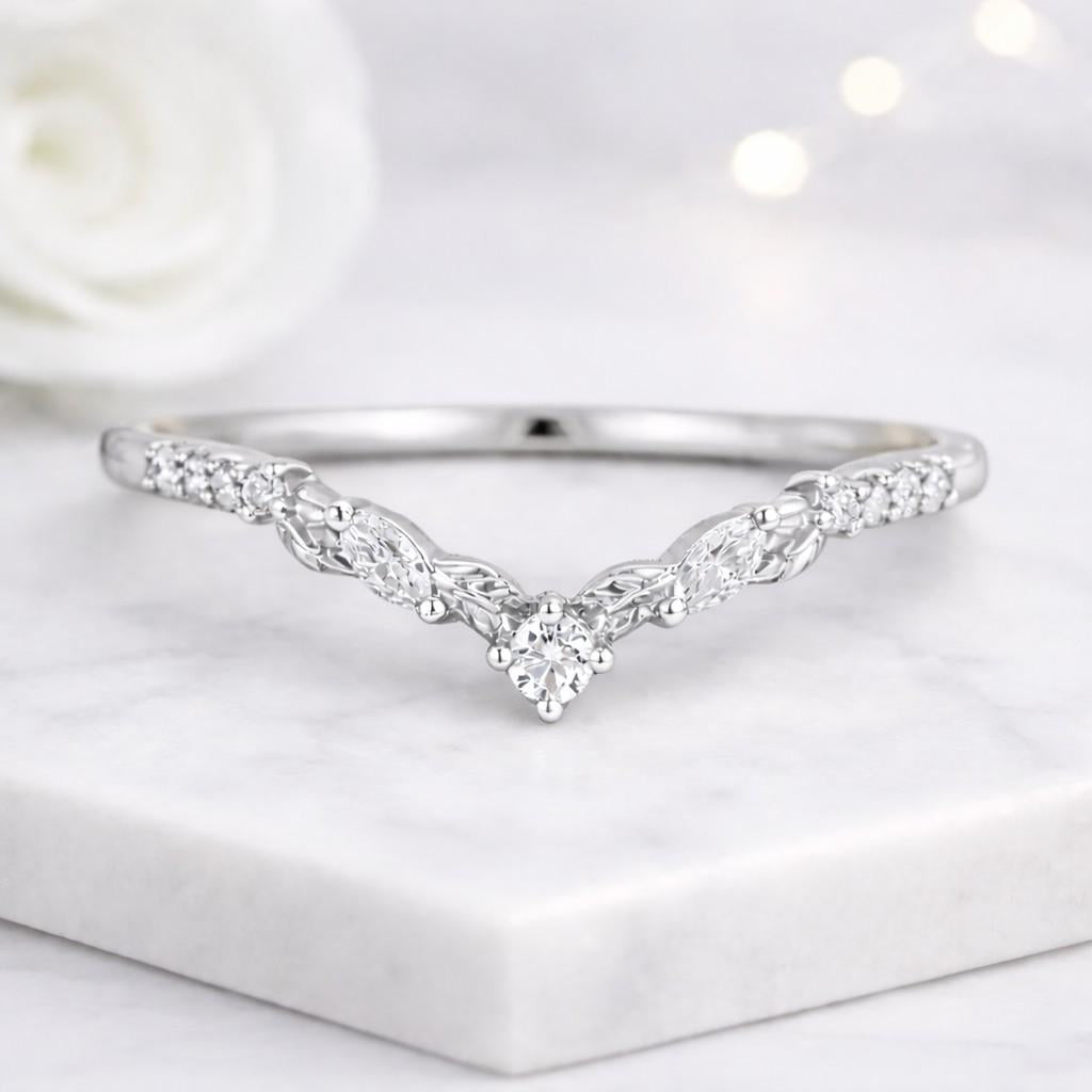 Classy Marquise and Round Cut Wedding Band