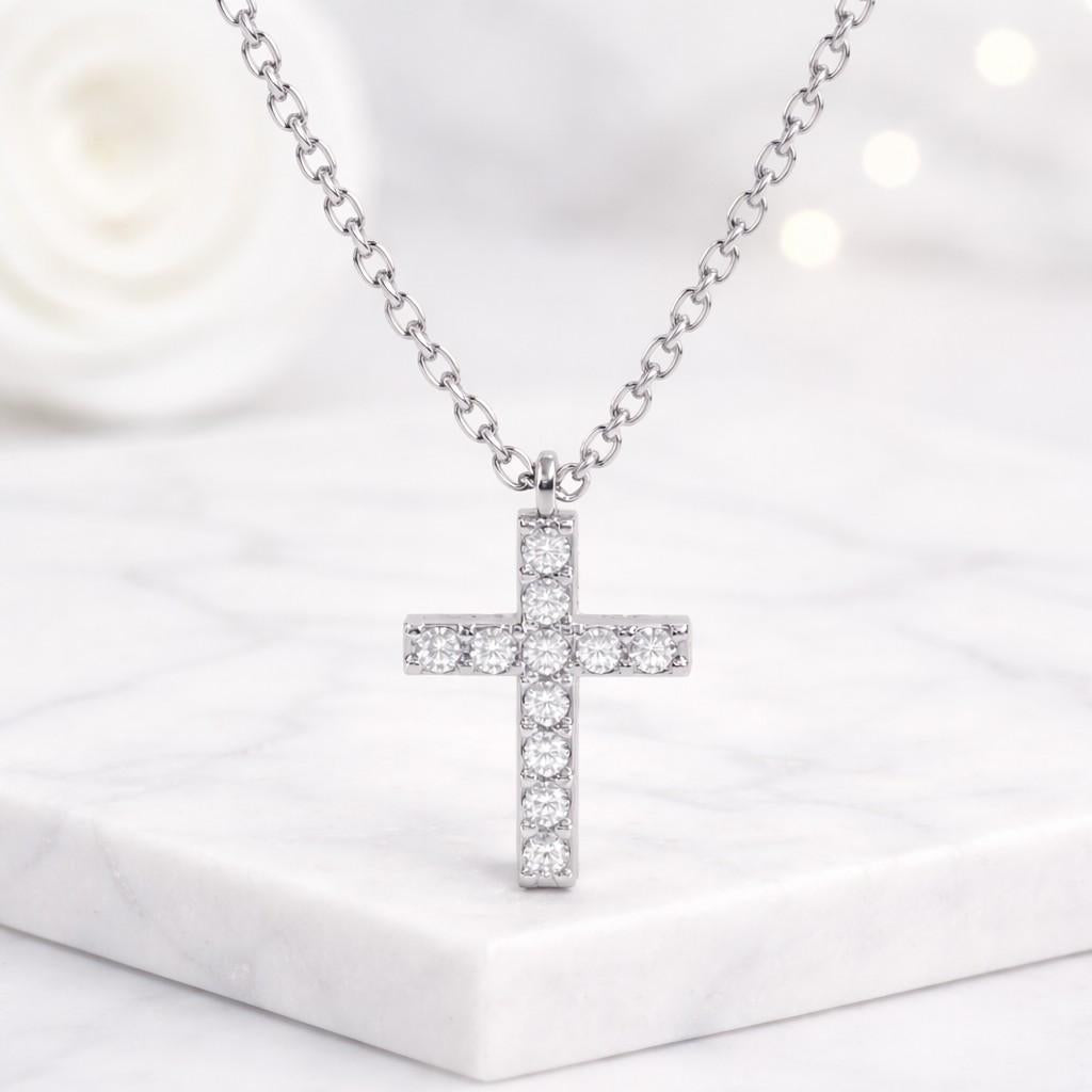 14k solid gold diamond cross pendant 14k gold petite layering necklace
