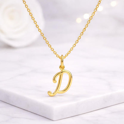 Cursive Initial Necklace Dainty Cursive Letter Necklace 18k Gold Letter Pendant