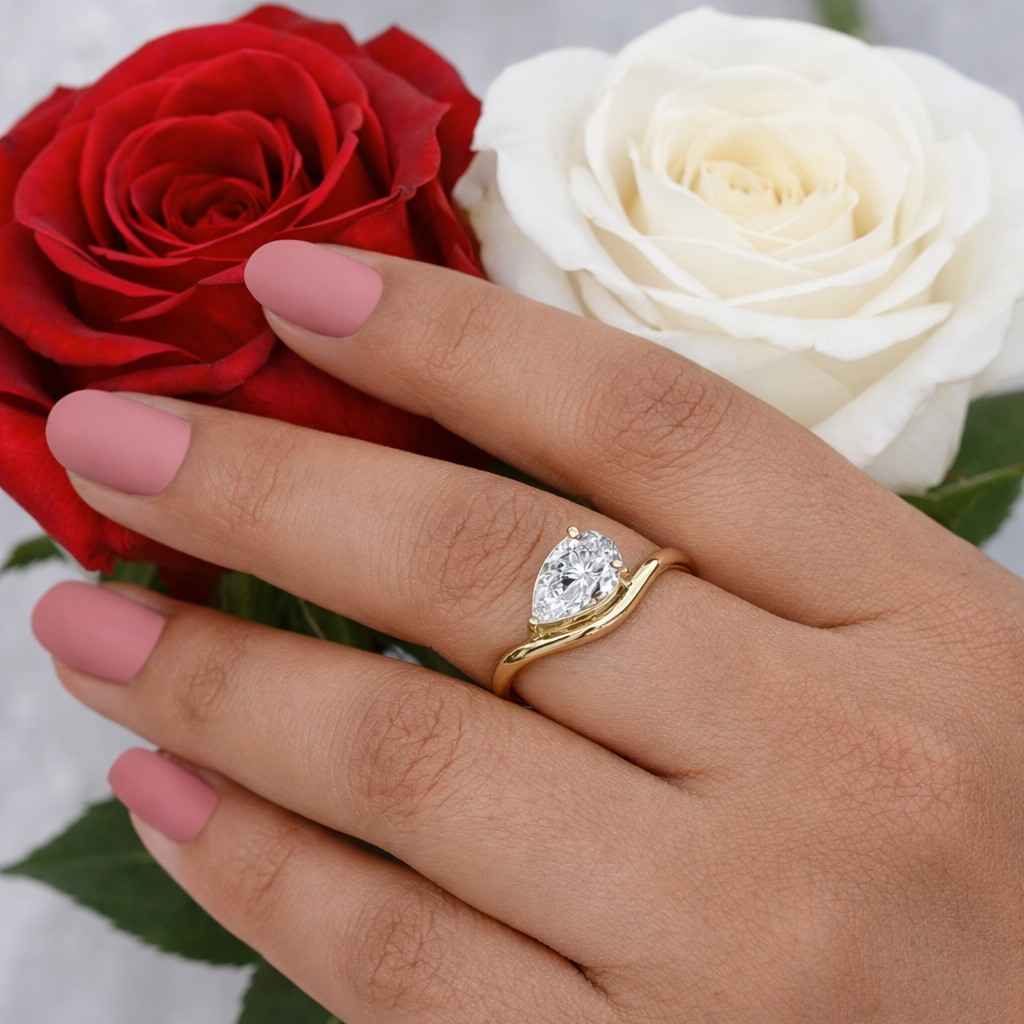 14K Yellow Gold Anniversary Ring For Her 