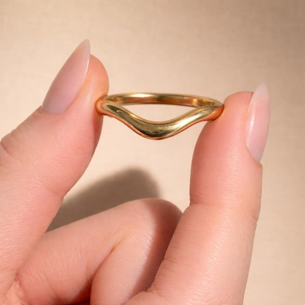 Curve Band Contour Stackable Ring