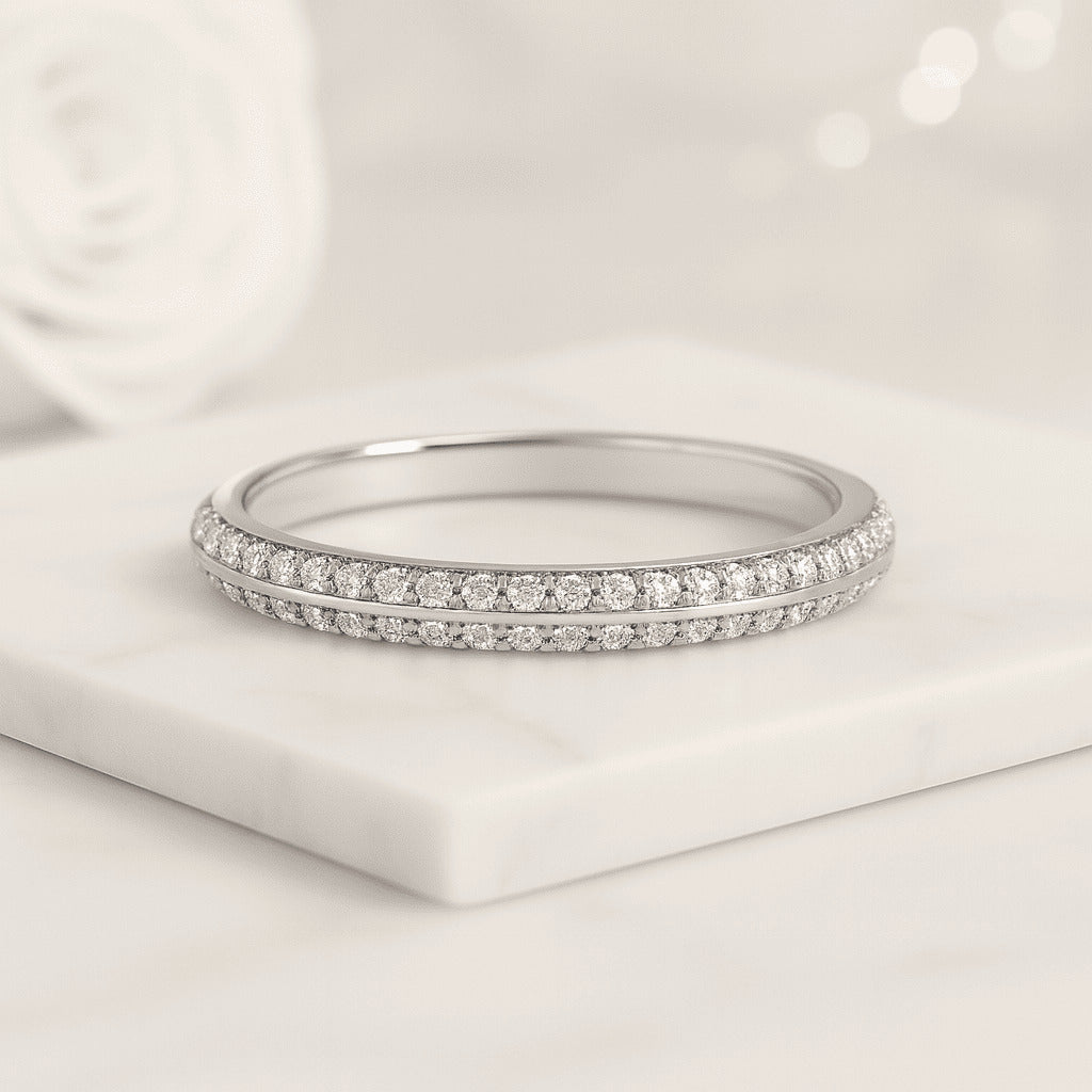 full eternity knife edge two side pave setting ring