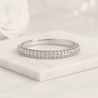 Full Eternity Knife Edge Two Side Pave Setting Ring