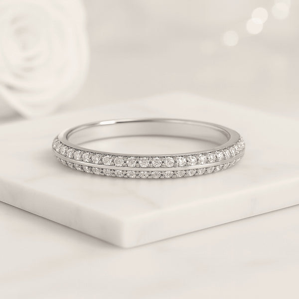 Full Eternity Knife Edge Two Side Pave Setting Ring