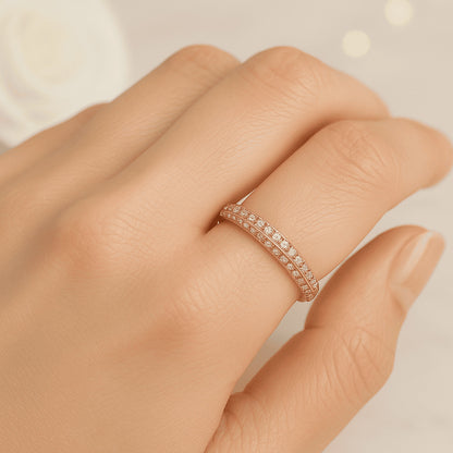 Full Eternity Knife Edge Two Side Pave Setting Ring
