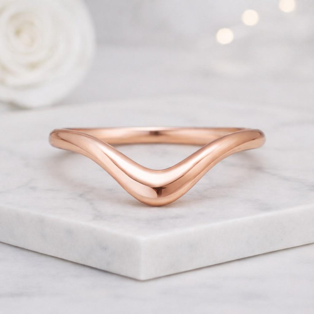 curved wedding band curved matching band plain ring
