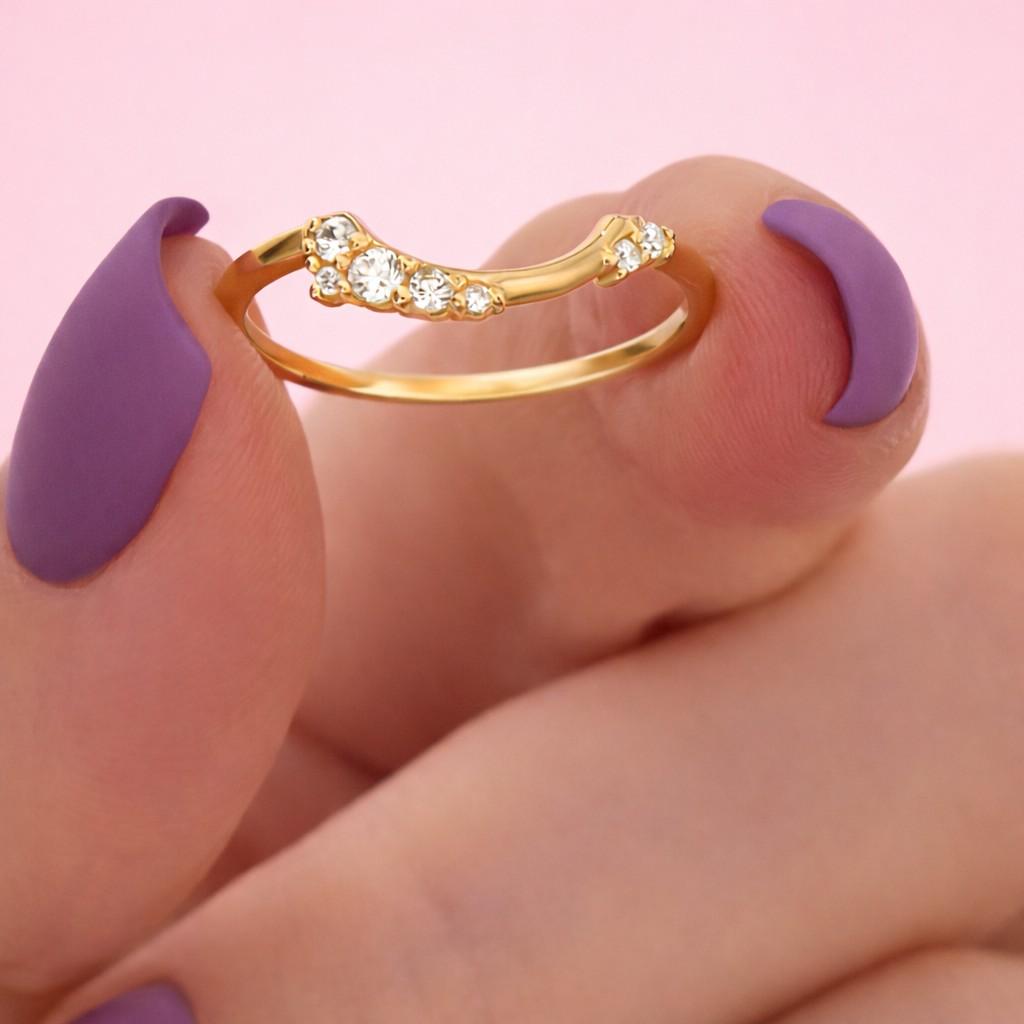 Curved Wedding Band Minimalist Contour Ring 