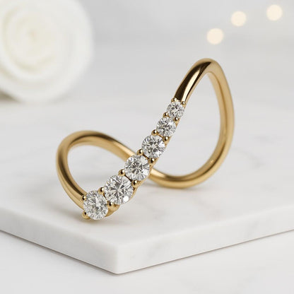 Curved Wedding Band Promise Ring Women Custom Ring