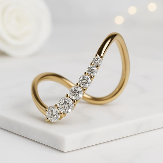 Curved Wedding Band Promise Ring Women Custom Ring